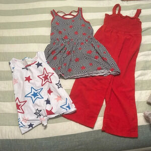 Patriotic set of tank top, Gymboree dress and H&M red seersucker romper size 6-7